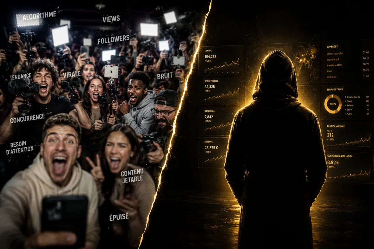 D'un côté la foule de créateurs épuisés, de l'autre l'Ombre, calme et faceless